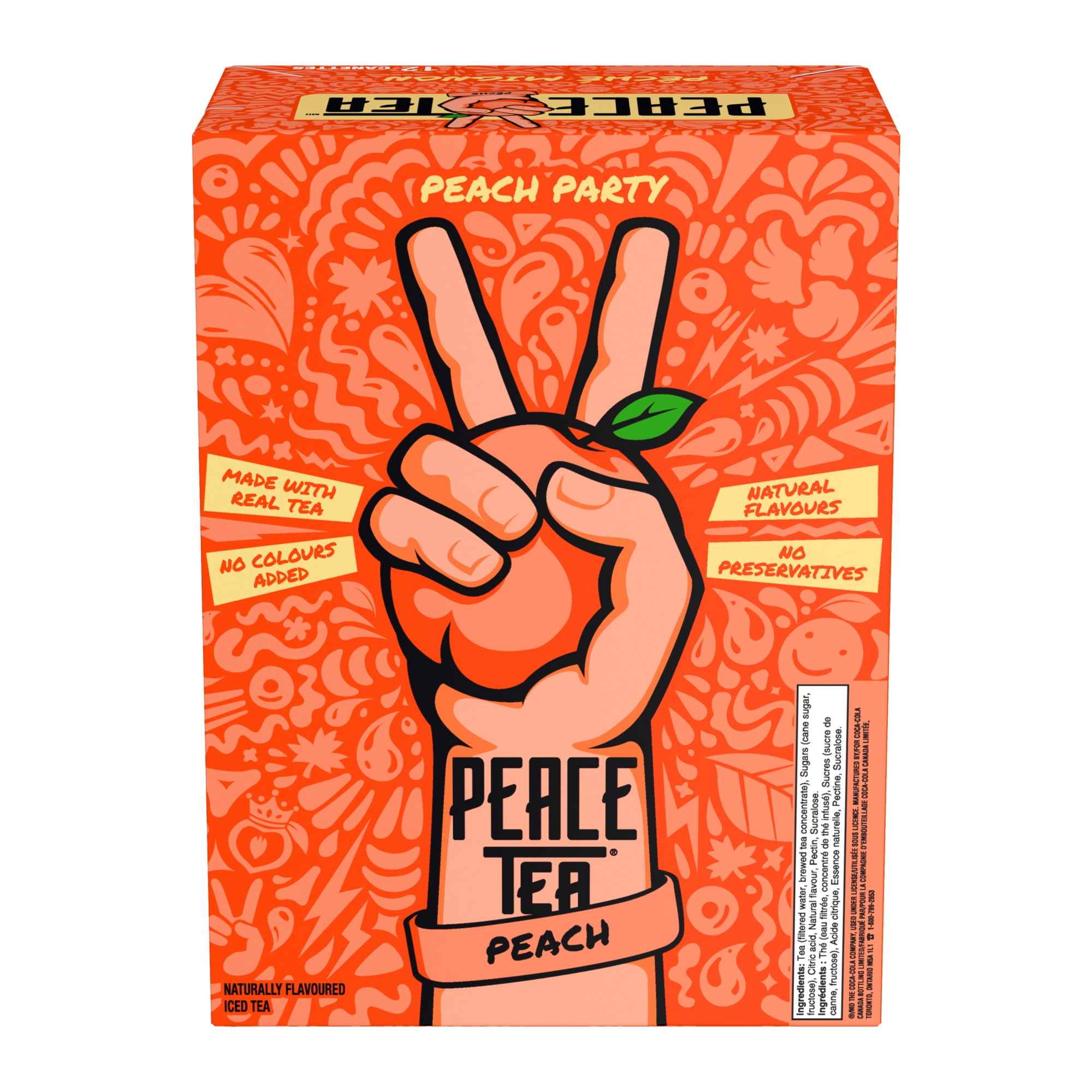 Peace Tea Peach Party Cans, 341 mL, 12 Pack