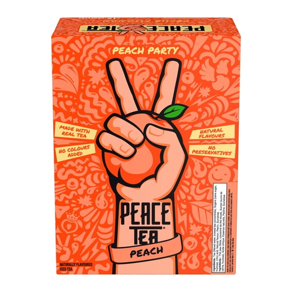 Peace Tea Peach Party Cans, 341 mL, 12 Pack