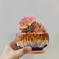 thumbnail image 1 of Product Flower Pots 2 | Product Circular Glazed Ceramic Pottery Planter Set with Unique kiln-fired Color Blend for Succulent Garden Display on Platforms| Bowl Planter Large Capacity Ceramic Planter, 1 of 4