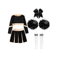 thumbnail image 4 of Aislor Kids Girls Cheerleading Uniform Cheer Outfits Metallic Patchwork Competition Performance Costume D03 12, 4 of 5