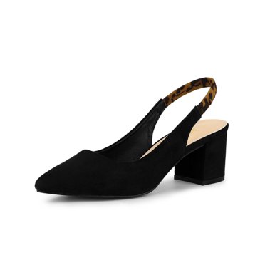 BLISSFUL STEP Escarpins à Talon Bloc pour Femmes Slingback Talons Noirs 9