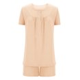 thumbnail image 4 of AherBiu Ensembles de Pyjama pour Femmes 2 Pcs Boutons Col Rond Hauts Ensemble de Pjs Shorts Confortables Vêtements de Nuit Vêtements de Nuit, 4 of 7
