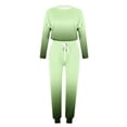 thumbnail image 5 of Mrat Cute Two Piece Outfits for Women 2 Piece Jogging Sets Gradient Polyester Long Sleeve Sweatsuits Sets Two Piece Track Suits Drawstring High Waist Pants Set Comfy Outfits R-Green 3XL, 5 of 5