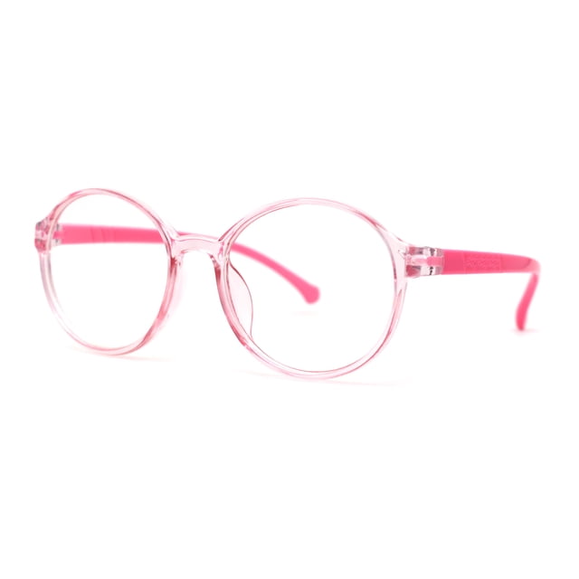 Child Size Round Thin Plastic 100% Blue Light Flitering Computer Glasses Pink