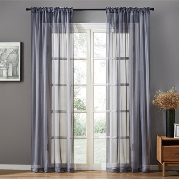 Sumhomie Panneau de Rideau en Tulle Voilage Transparent à Passe-Tringle