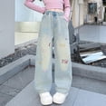 thumbnail image 2 of Girls' Straight Wide Leg Jeans | Comfy Stretch Denim Pants for Ages 5-15, 2 of 6