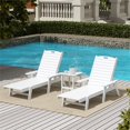 thumbnail image 2 of Bayport Outdoor 3PC HDPE Plastic Reclining Chaise Lounge/Table Set White, 2 of 6