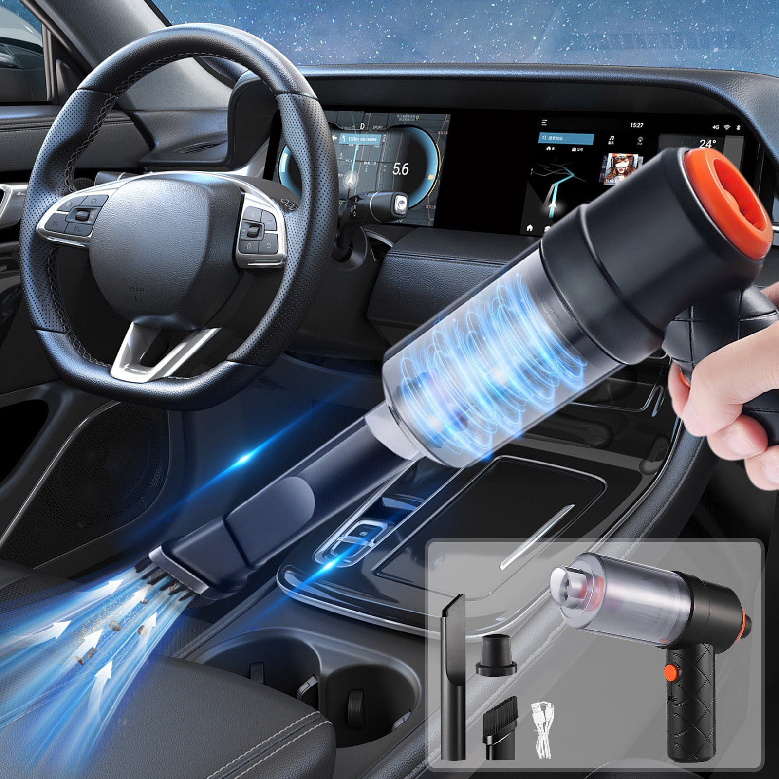 Dvkptbk Car Vacuum Cleaner with High Power Suction and Blowing Function and Pet Hair Remover