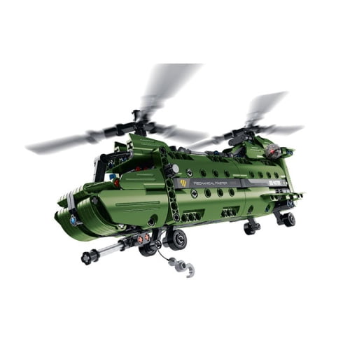 Military Transport Helicopter Building Block Kit – 2-in-1 Set with 393 Pieces, Educational STEM Toy for Ages 6+, Premium Construction Model