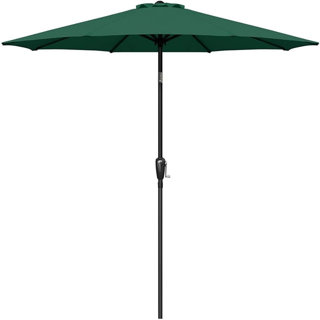 CHUANK 9ft Outdoor Market Table Patio Umbrella with Button Tilt and 8 Sturdy Ribs Green