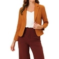 thumbnail image 1 of INSPIRE CHIC Women's Blazer Open Front Wear-to-Work Summer Crop Suit Jacket XS Dark Orange-Solid, 1 of 6