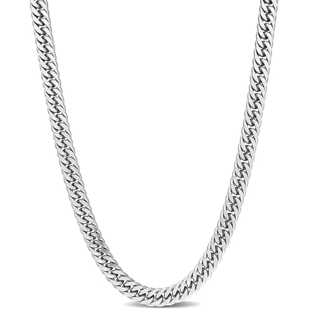 Miabella Sterling Silver Double Fancy Curb Link Necklace