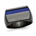 thumbnail image 1 of Mens Black Titanium with Blue Anodized Stripe Ring, 1 of 4