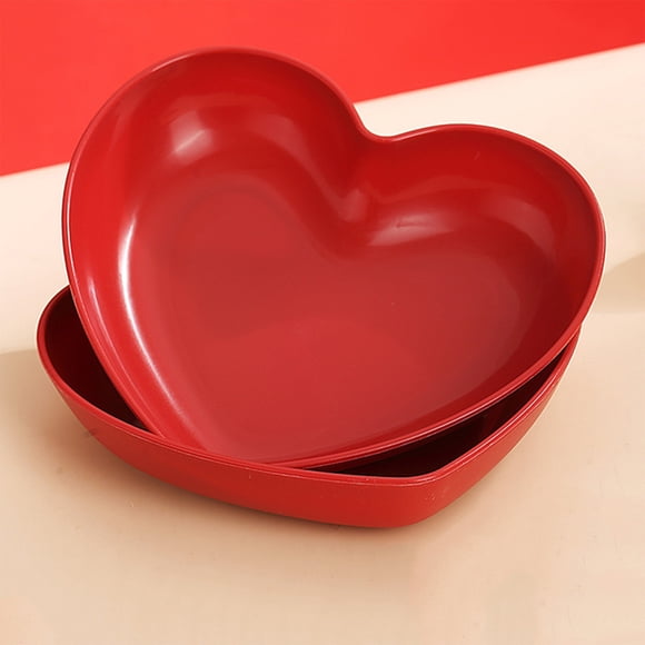 Weloille Minimalist Heart Shaped Plate 2 Piece Set, Food Grade Ceramic Dinner Plate, Microwave Dishwasher Safe Dessert Plate, for Home Party Wedding Appetizer Salad Serving