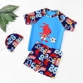thumbnail image 4 of MIASHUI Boys Two Piece Rash Guard Swimsuits Kids Short Sleeve Swimwear Sets with Hat,Sky Blue,5-6 Years, 4 of 8