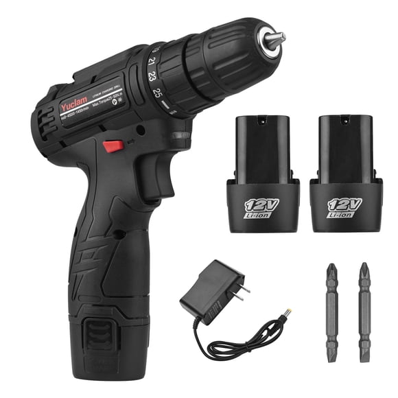 Amdohai Tournevis Sans Fil Yuclam Tournevis Électrique Perceuse Rechargeable à Deux Vitesses avec Lumière DEL Couple 25+1 Mandrin 3/8 Pouce Puissance 50 Nm pour Assemblage de Meubles Projet Bricolage à la Maison