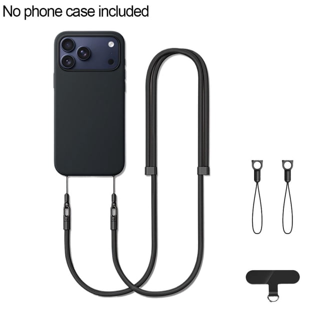 SharkTRUE Bandoulière Réglable avec Accessoires en Métal, Compatible avec Tout Étui de Téléphone, Design Noir Classique