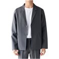 thumbnail image 1 of LOVZFMLL Jackets for Men's Solid Color Leather Suit Fashionable No Iron Plus Leather Suit, 1 of 4