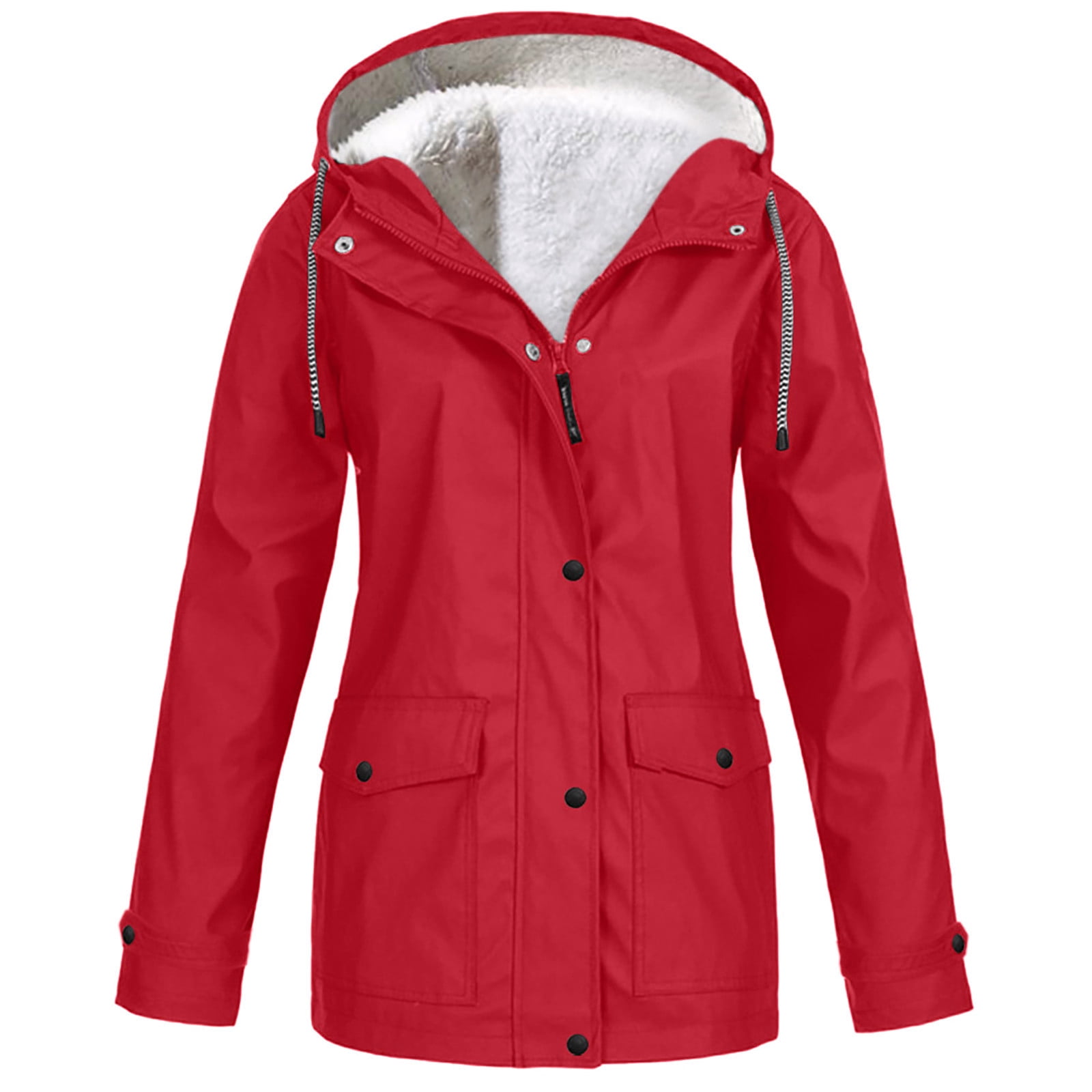 Pisexur Shacket Jacket Women Solid Rain Jacket Outdoor Jacket Waterproof Hooded Raincoat Windproof Pocketed Shirts Fall Jacket Shackets