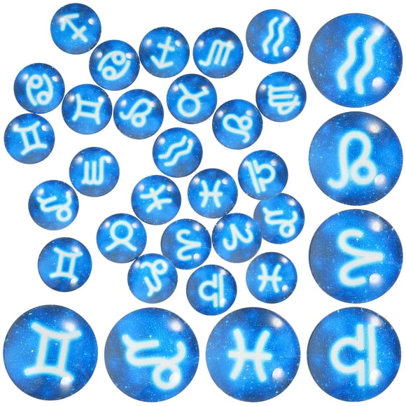 Miangastore Signe du Zodiaque Dôme en Verre Plat Gemmes Bleu 20 Pcs 0.8x0.8 Po