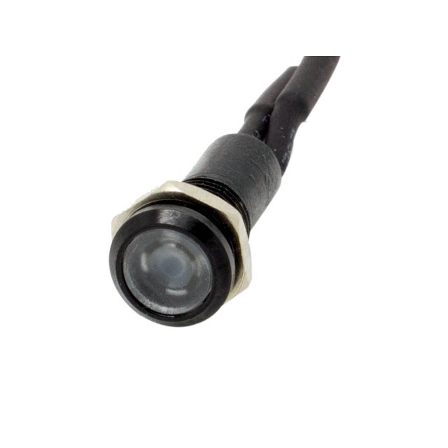 Alpinetech 6mm 1/4" White 12V LED Metal Indicator Pilot Custom Dash Light Lamp with Black Body PLB-6