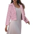 thumbnail image 4 of INSPIRE CHIC Women's Faux Fur Turn Down Collar Open Front Cropped Fluffy Jacket M Pink, 4 of 6