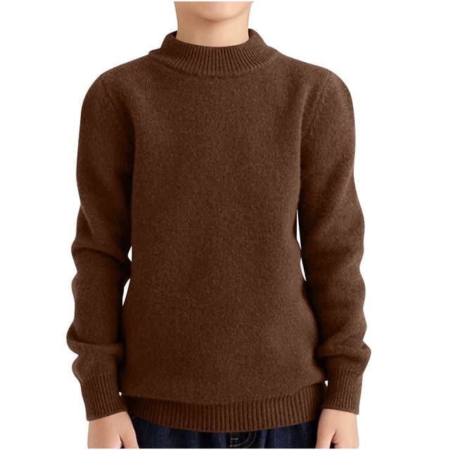 Posijego 4-18 Years Girls Boys Sweaters Crew Neck Solid Color Long Sleeve Knit Pullover Tops Fall Winter Clothes