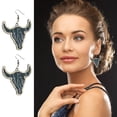 thumbnail image 2 of Vintage Embossed Leather Earrings National Style Texture Diamond Inlay Shiny Cow EarringsThe Best Gift for A Loved One, 2 of 5