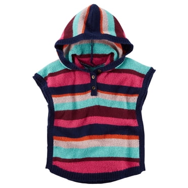 Carter's Little Girls' Striped Hooded Poncho, 4T