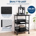 thumbnail image 2 of GOGRANT 3-Tier Mobile Utility Cart, Heavy Duty Rolling Storage Stand with Lockable Casters, Industrial Embossed MDF Shelves for Office Printer Stand, Kitchen, Classroom, 2 of 9