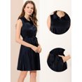 thumbnail image 2 of INSPIRE CHIC Women's Satin Sleeveless Button Down Belted Shirt Dress, 2 of 5
