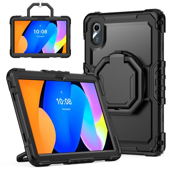 for Lenovo Idea Tab/ Tab K11 Gen 2 Case 11 2025, 360 Rotating Shockproof Cover with Stand, Handle, Shoulder Strap (TB336FU/TB330FU), Black