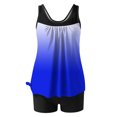 thumbnail image 4 of FAVIPT Bathing Suits for Women Modest Tummy Control Printed Swimwear Two Piece Athletic Tank Top with Shorts Blue,M, 4 of 5