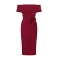 thumbnail image 4 of LOVZFMLL Robe d'Été pour Femme, Aguichant, Unie, à Bretelles, Fendue, Rouge, TG, 4 of 8