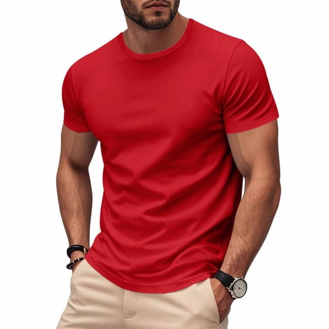 Styesk T Shirts for Man Men's Solid Color Short Sleeved Outdoor Running Sports Breathable Short Sleeve