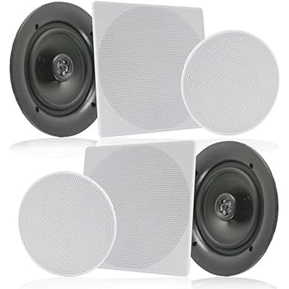 Pyle Pair 10” Flush Mount in-Wall in-Ceiling 2-Way Speaker System Spring Loaded Quick Connections Changeable Round/Square Grill Stereo Sound Polypropylene Cone Polymer Tweeter 300 Watts (PDIC16106)