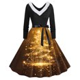 thumbnail image 1 of TIMIFIS Robes de Noël pour Femmes, Robes Maxi pour Femmes Robe Vintage de Vacances Manches Longues Col en V en Fourrure Robe Dos Nu, 1 of 3