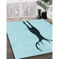 thumbnail image 3 of Ahgly Company Tapis d'Intérieur Rectangulaire Transitionnel Bleu Électrique Lavable à la Machine, 7 Pieds x 10 Pieds, 3 of 7