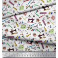 thumbnail image 3 of Soimoi Satin Silk Fabric Scissor,Buttons & Machine Sewing Print Sewing Fabric Yard 42 Inch Wide, 3 of 3