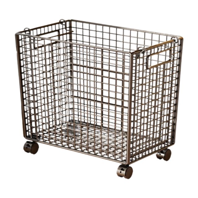 DOLITY Metal Mesh Rolling Laundry Basket Cart for Children Room Movable Storage Bin Size L