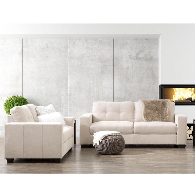 CorLiving Tufted Seat and Backrest Chenille Fabric Sofa Set