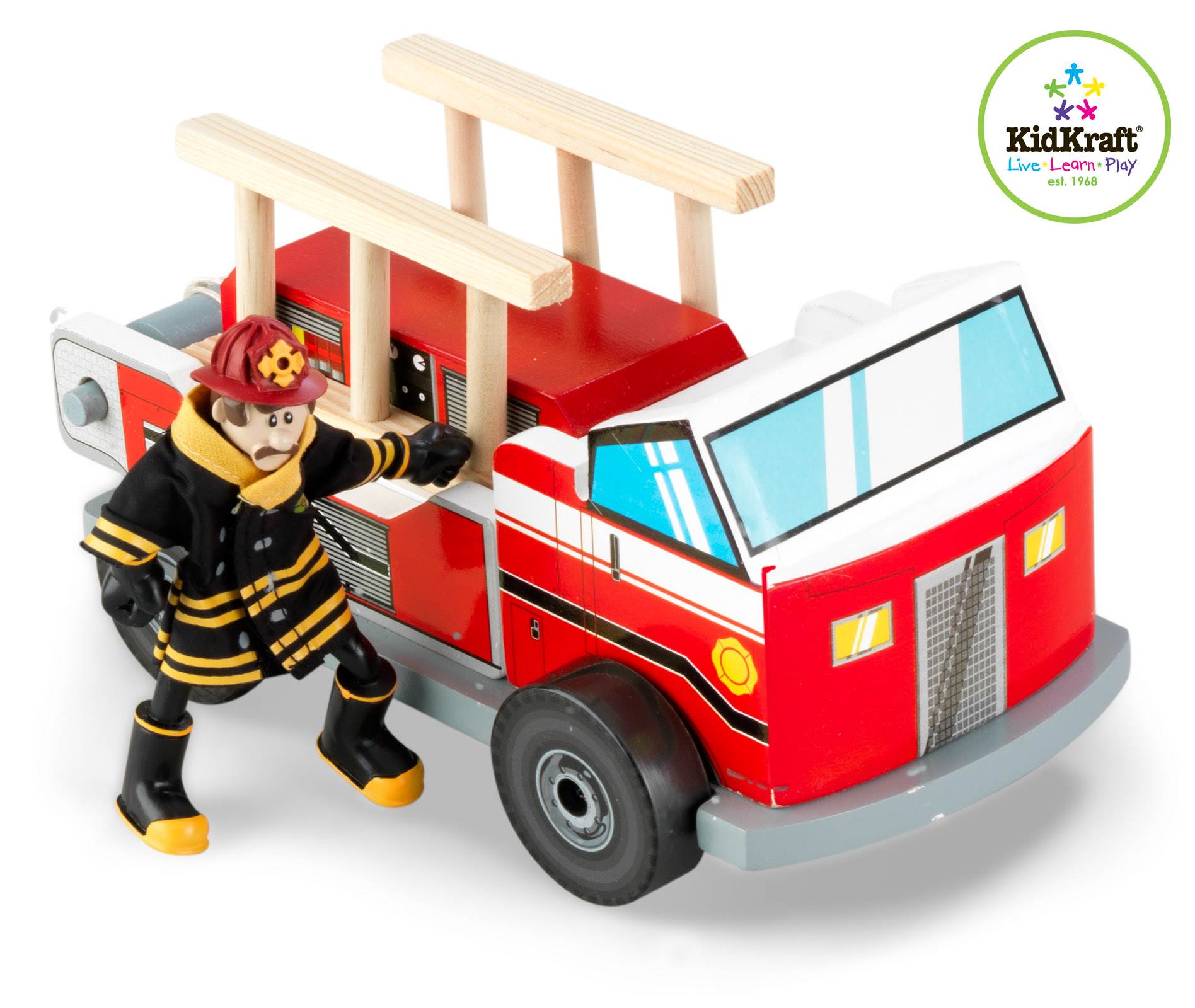 KidKraft Ensemble caserne de Pompiers Deluxe en Bois, incluant Camion de Pompier, Ambulance, hélicoptère, Pompier et Chien Figurines, Jouet Enfant dès 3 Ans, 63214 KidKraft Ensemble caserne de Pompiers Deluxe en Bois, incluant Camion de Pompier, Ambulance, hélicoptère, Pompier et Chien Figurines, Jouet Enfant dès 3 Ans, 63214