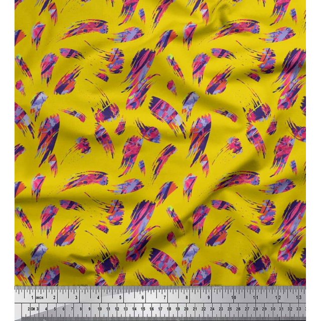 Soimoi Moss Georgette Fabric Brush Stroke Abstract Fabric Prints By Yard 42 Inch Wide