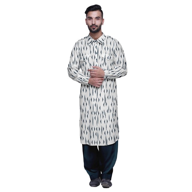 Atasi Kurta Pathani pour Hommes à Col Classique à Manches Longues Salwar Ensemble de Kurta de Mariage