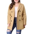 thumbnail image 1 of GRACE & GRANDEUR Women's Plus Christmas Double Breasted Mid-Length Overcoat Brown 2X, 1 of 6