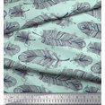 thumbnail image 2 of Soimoi Green Modal Satin Fabric Tribal Feather Printed Fabric 1 Yard 42 Inch Wide, 2 of 3