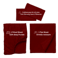 thumbnail image 4 of Comfy Bamboo World Ensemble de Draps Brodés 9900 Series, Taille Simple, Rouge, 4 of 5