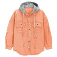 thumbnail image 4 of RXMEKW Womens Shirts Casual, Solid Color Denim Jacket with Detachable Hood, 4 of 9