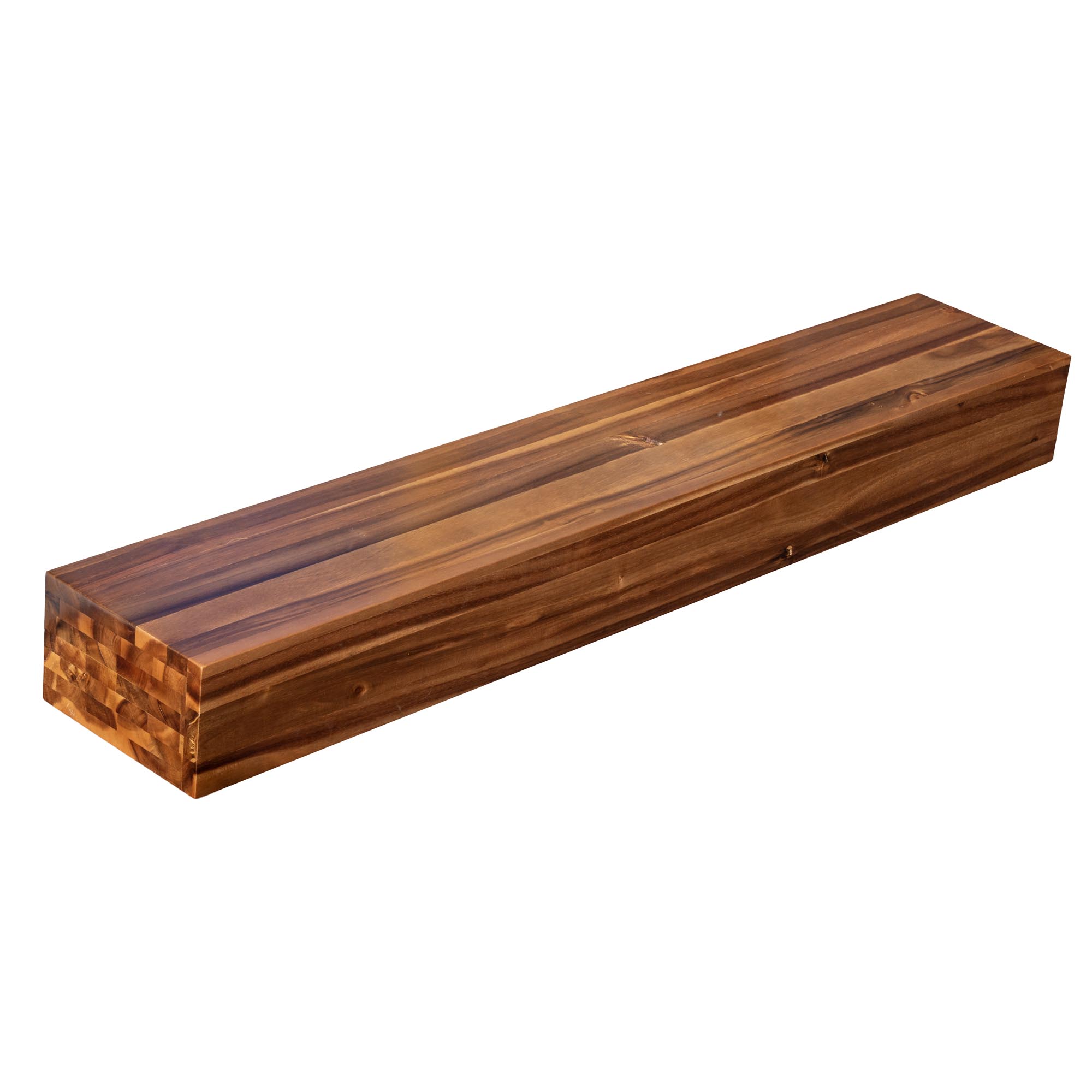 Tablette de foyer de 45 po en bois d'acacia fini lustré