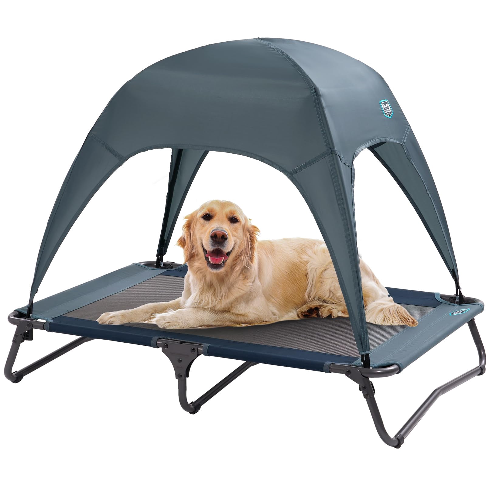 TIMBER RIDGE Outdoor Dog Bed with Canopy Cooling Elevated Dog Bed Portable Raised Dog Bed with Removable Canopy Shade Tent Dog Bed Dog Shade for Outside Medium Grey